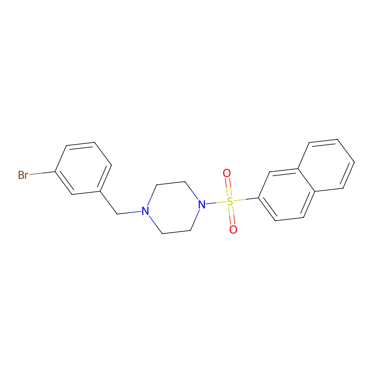 1-[(3-Bromophenyl)methyl]-4-naphthalen-2-ylsulfonylpiperazine molecular structure, CAS 428839-20-7