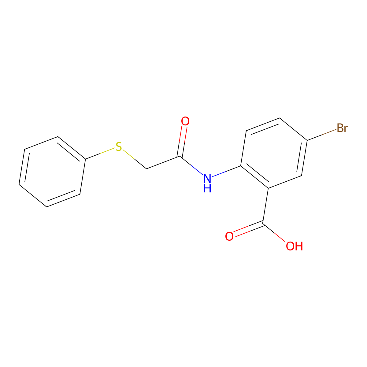 5-Bromo-2-{[(phenylsulfanyl)acetyl]amino}benzoic acid molecular structure, CAS 428839-28-5