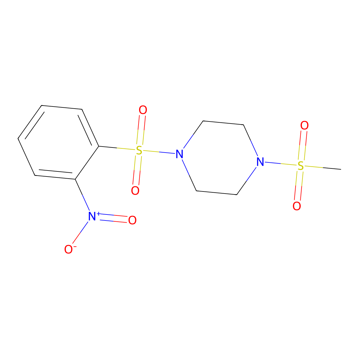 1-(Methylsulfonyl)-4-[(2-nitrophenyl)sulfonyl]piperazine molecular structure, CAS 428839-29-6