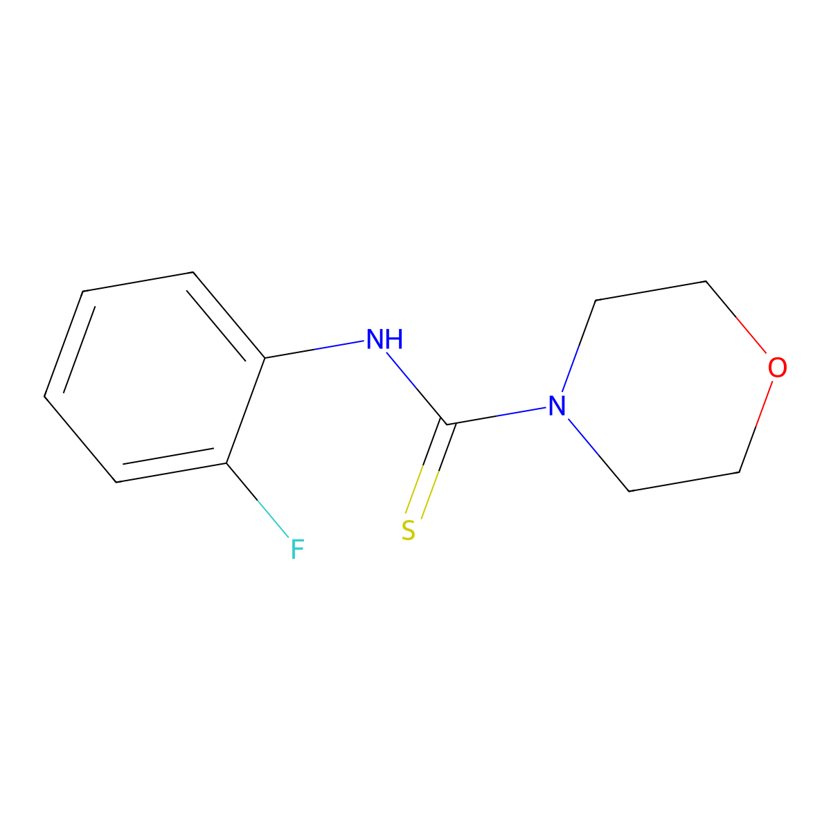 N-(2-fluorophenyl)morpholine-4-carbothioamide molecular structure, CAS 428839-34-3