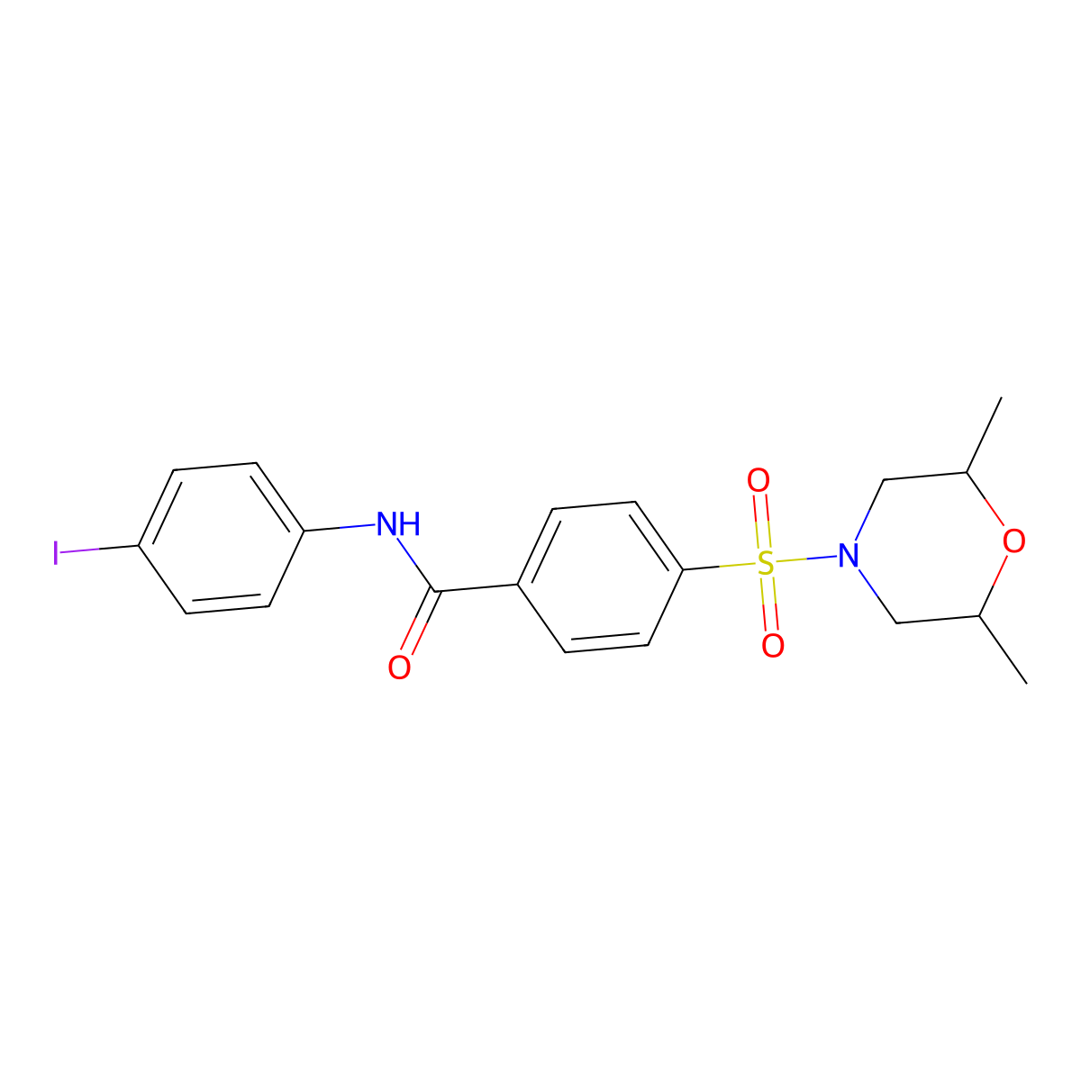 4-((2,6-dimethylmorpholino)sulfonyl)-N-(4-iodophenyl)benzamide molecular structure, CAS 428839-51-4