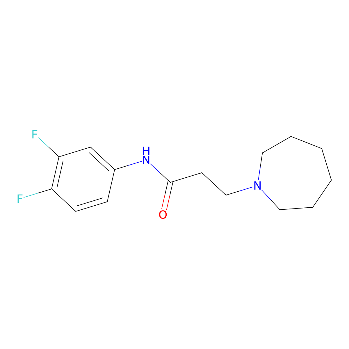 3-(azepan-1-yl)-N-(3,4-difluorophenyl)propanamide molecular structure, CAS 428839-55-8