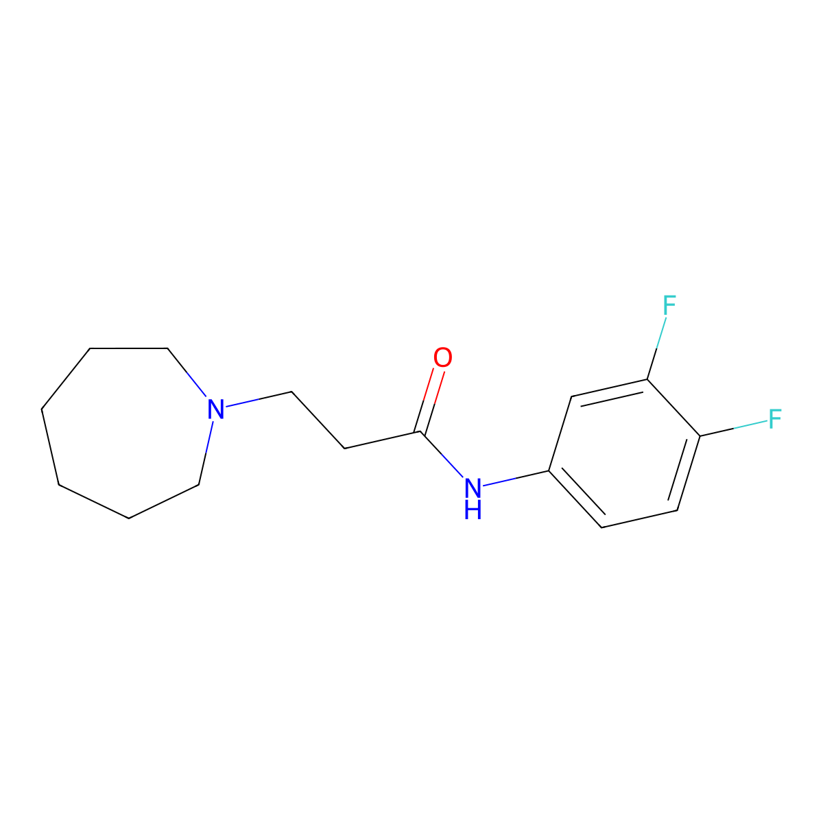 3-(azepan-1-yl)-N-(3,4-difluorophenyl)propanamide molecular structure, CAS 428839-55-8