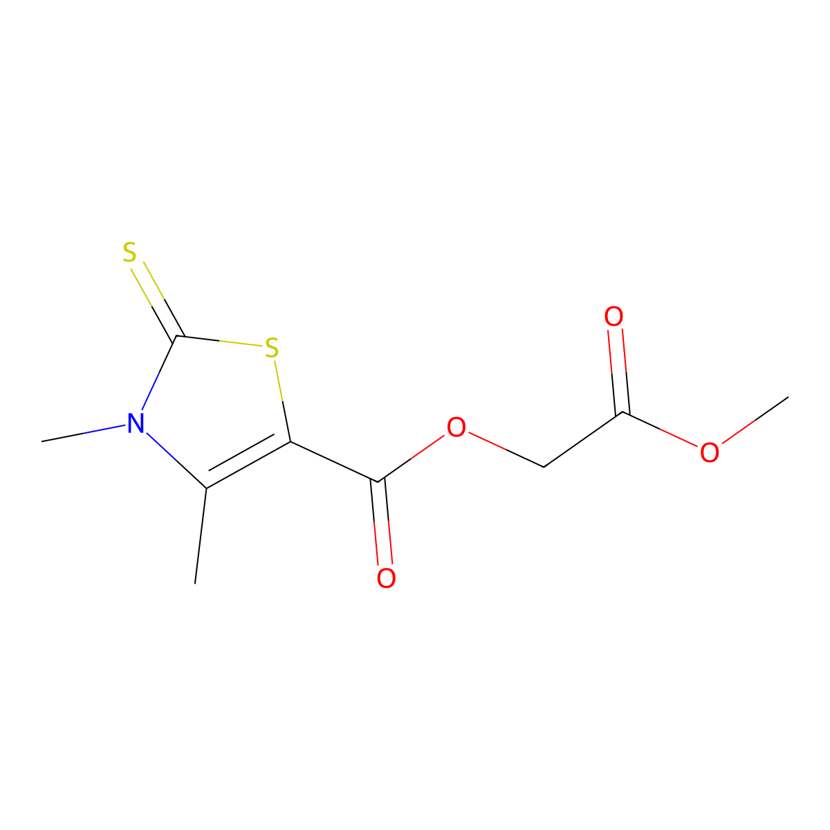 (2-Methoxy-2-oxoethyl) 3,4-dimethyl-2-sulfanylidene-1,3-thiazole-5-carboxylate molecular structure, CAS 428839-67-2