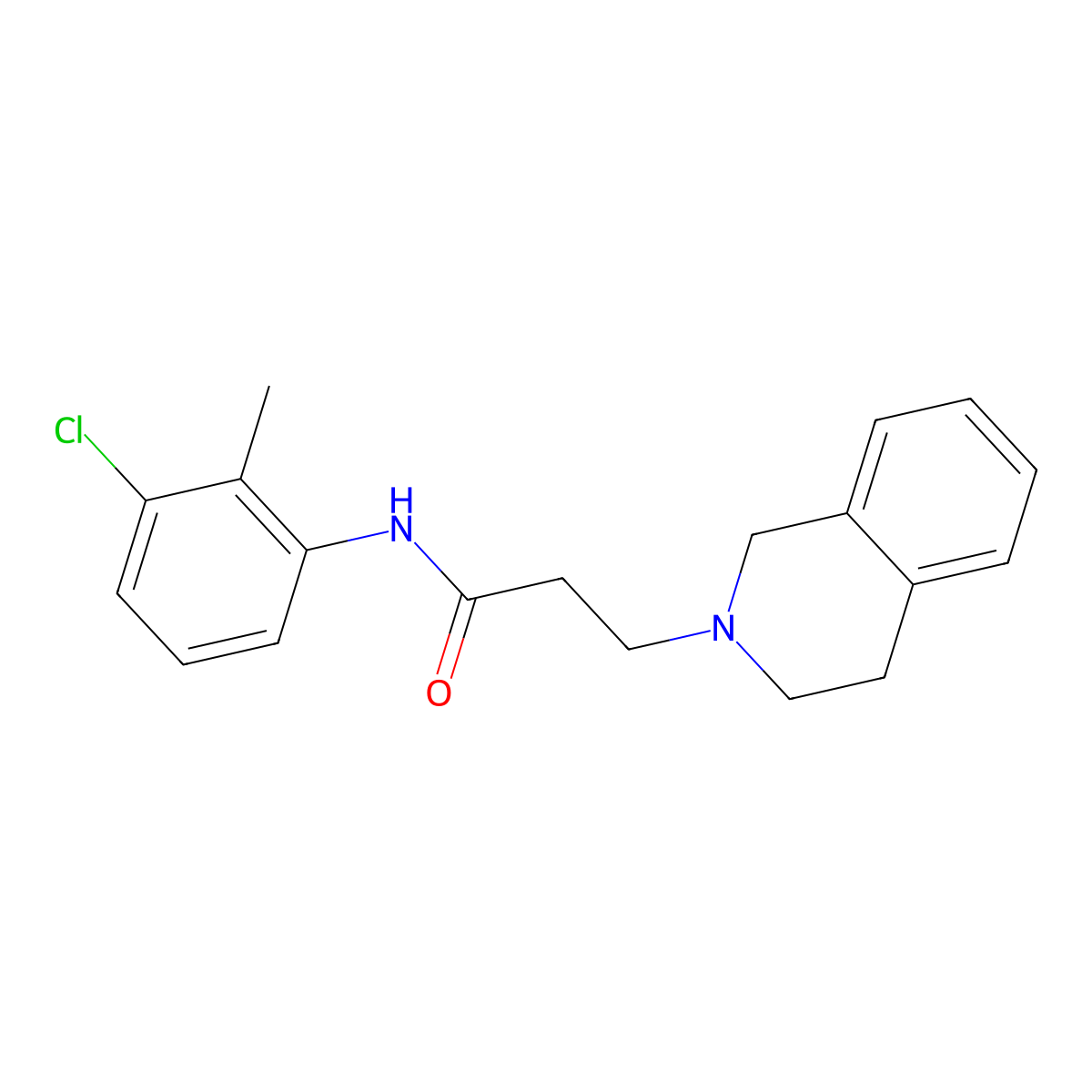 N-(3-chloro-2-methylphenyl)-3-(3,4-dihydro-1H-isoquinolin-2-yl)propanamide molecular structure, CAS 428839-69-4