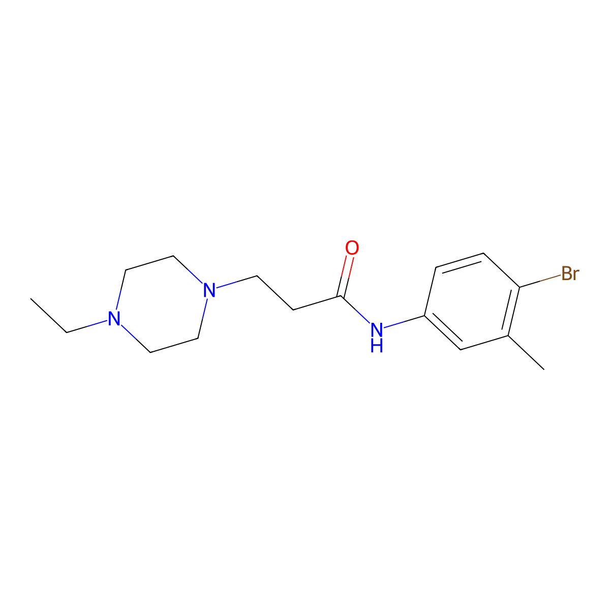 N-(4-bromo-3-methylphenyl)-3-(4-ethyl-1-piperazinyl)propanamide molecular structure, CAS 428839-71-8