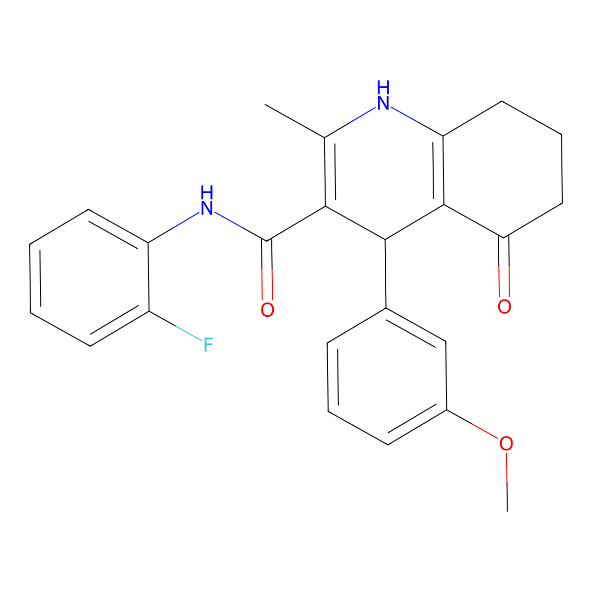 N-(2-fluorophenyl)-4-(3-methoxyphenyl)-2-methyl-5-oxo-1,4,5,6,7,8-hexahydro-3-quinolinecarboxamide molecular structure, CAS 428839-75-2