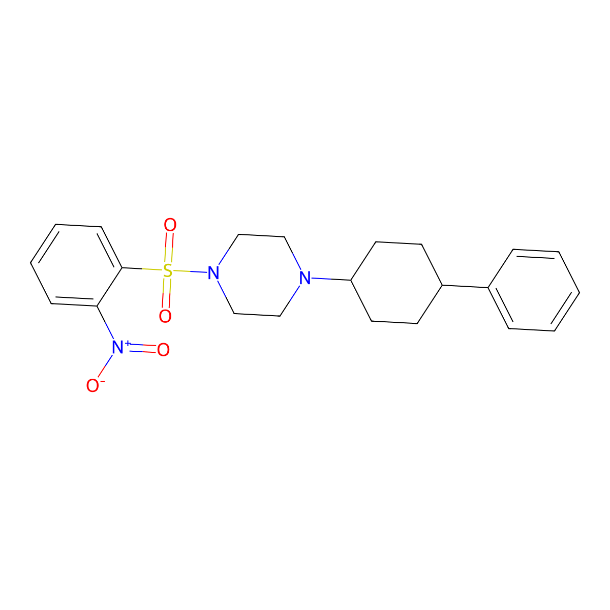 1-(2-Nitrophenyl)sulfonyl-4-(4-phenylcyclohexyl)piperazine molecular structure, CAS 428839-87-6