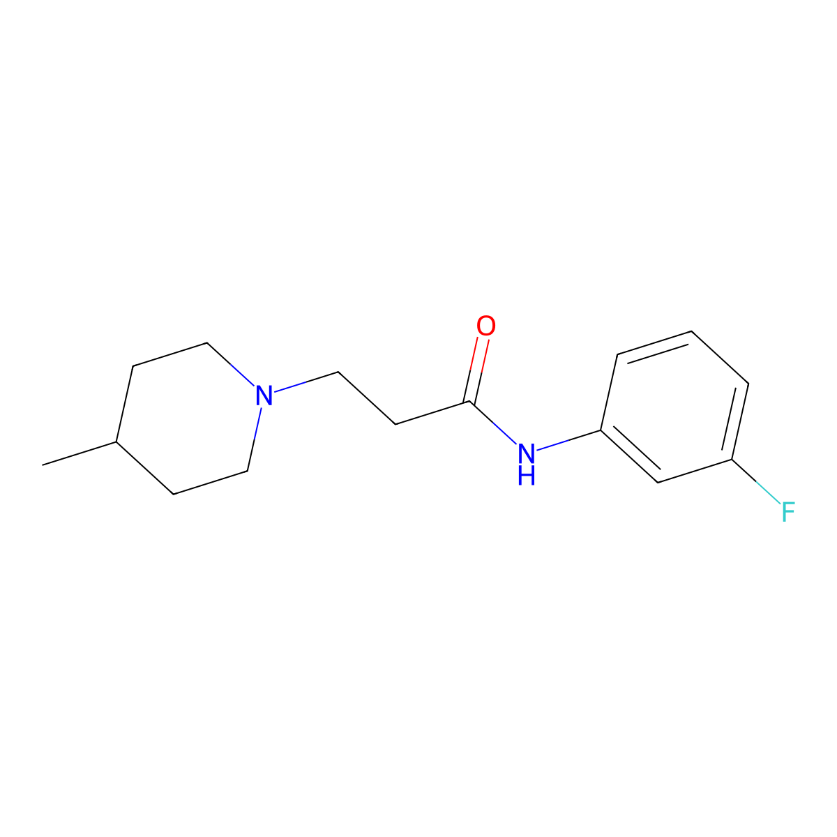 N-(3-fluorophenyl)-3-(4-methylpiperidin-1-yl)propanamide molecular structure, CAS 428840-21-5