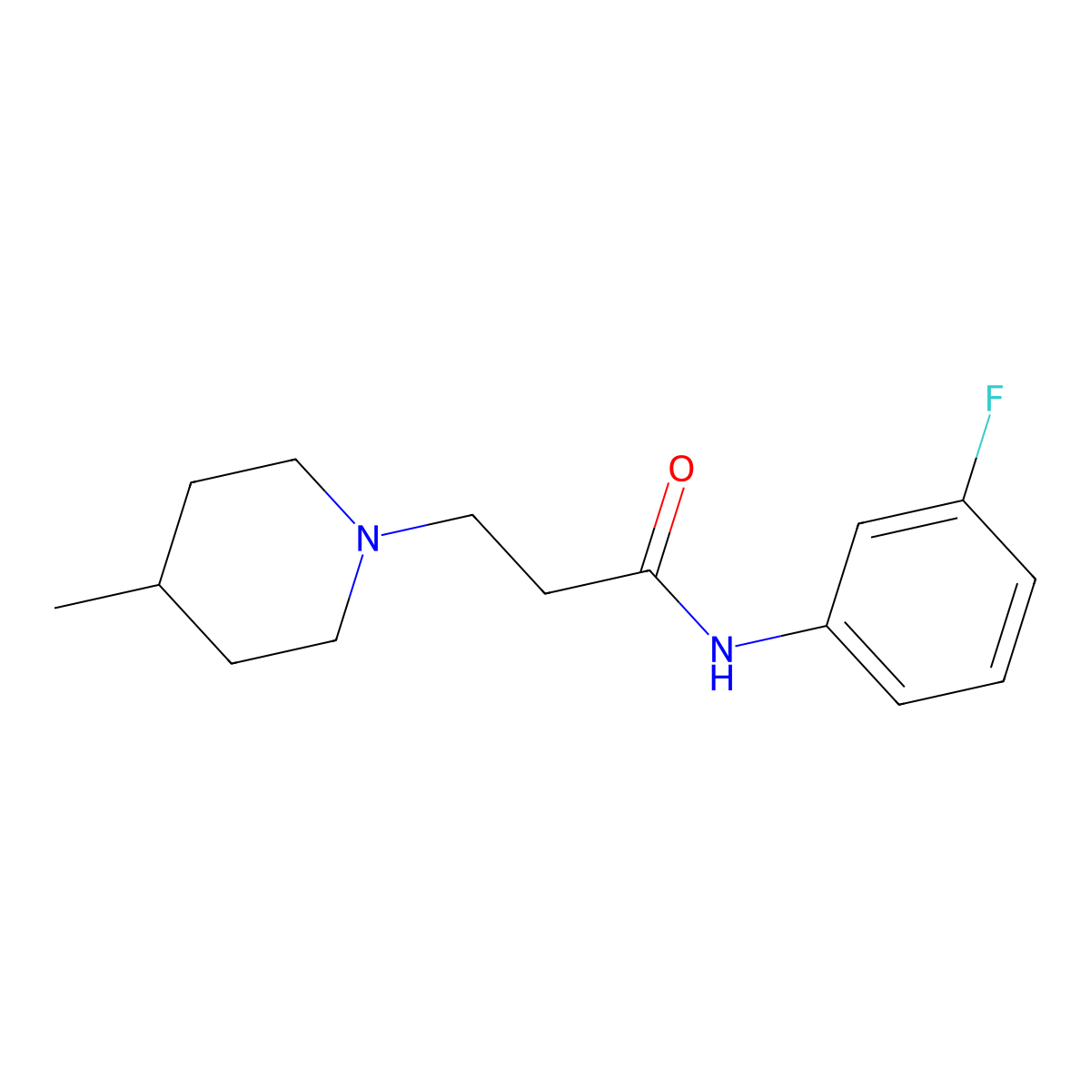 N-(3-fluorophenyl)-3-(4-methylpiperidin-1-yl)propanamide molecular structure, CAS 428840-21-5