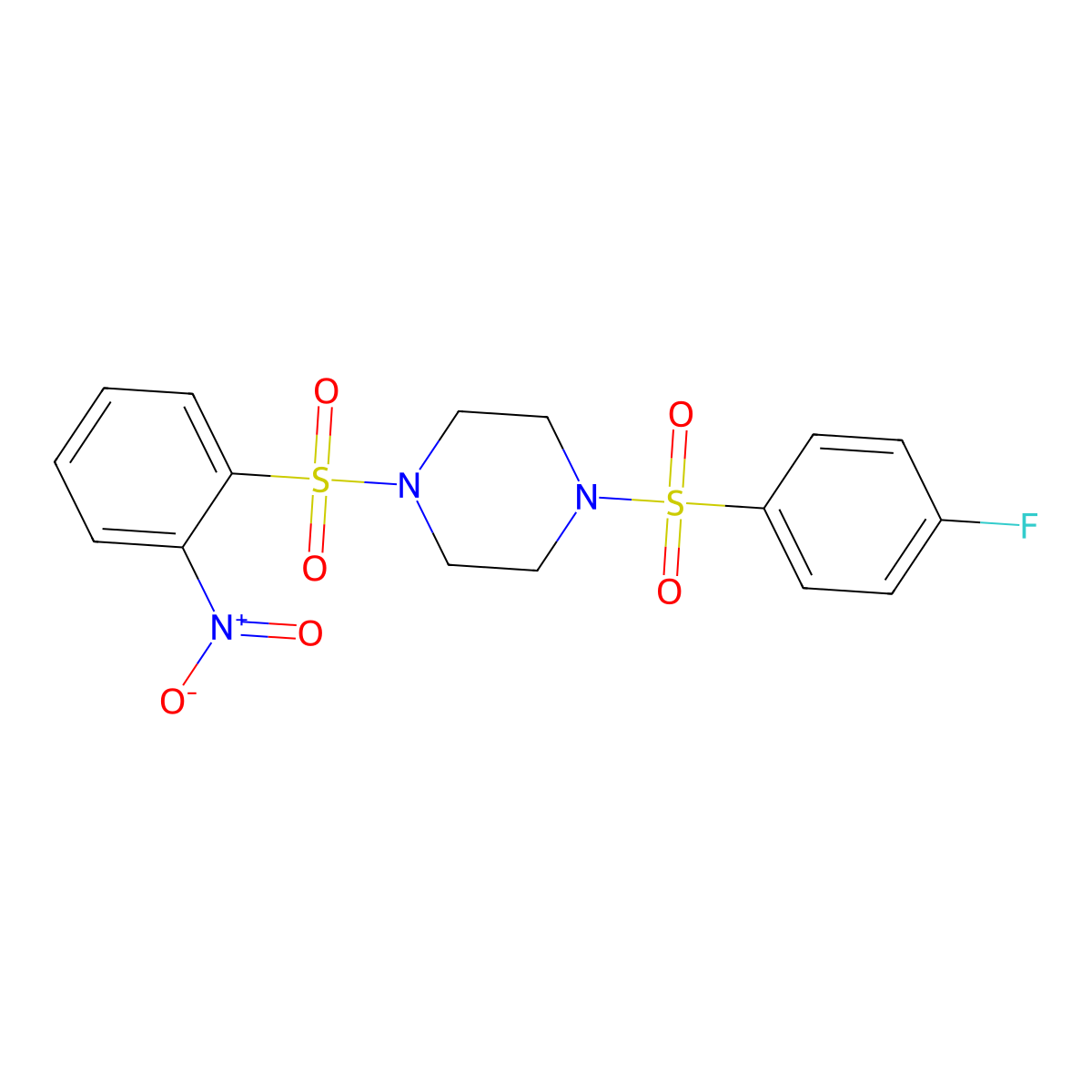 1-(4-Fluorophenyl)sulfonyl-4-(2-nitrophenyl)sulfonylpiperazine molecular structure, CAS 428840-31-7