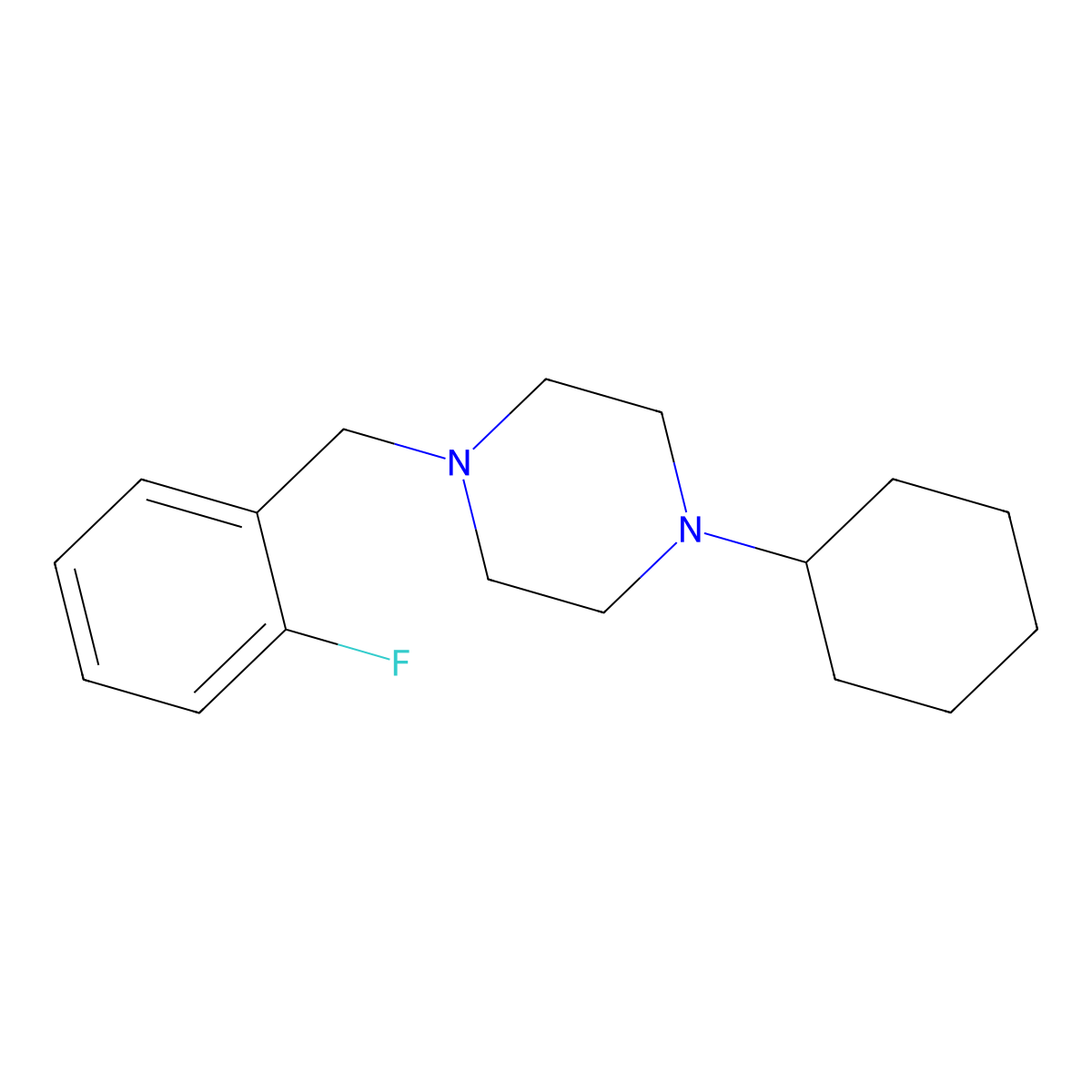 1-Cyclohexyl-4-[(2-fluorophenyl)methyl]piperazine molecular structure, CAS 428840-32-8