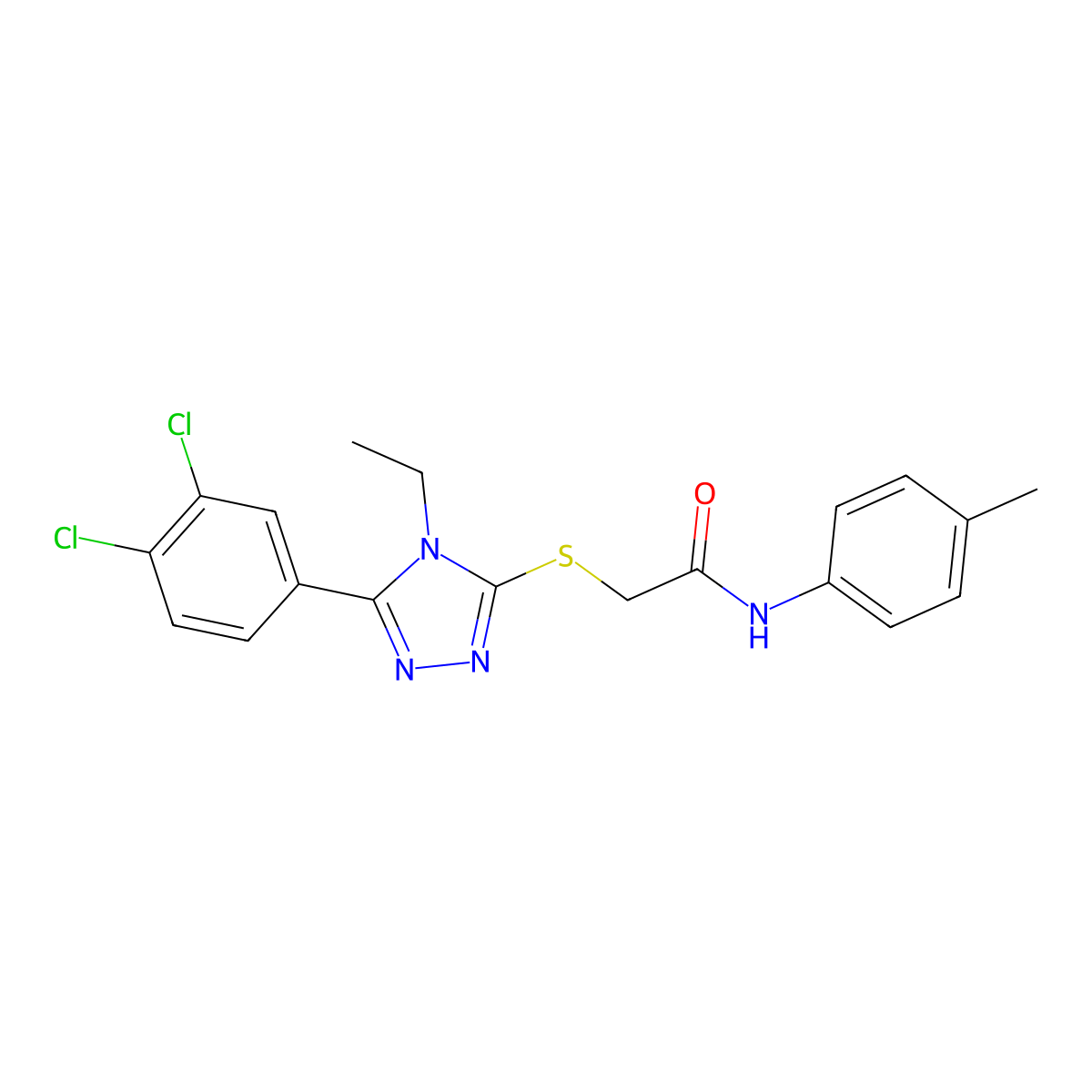 2-{[5-(3,4-dichlorophenyl)-4-ethyl-4H-1,2,4-triazol-3-yl]sulfanyl}-N-(4-methylphenyl)acetamide molecular structure, CAS 428840-37-3