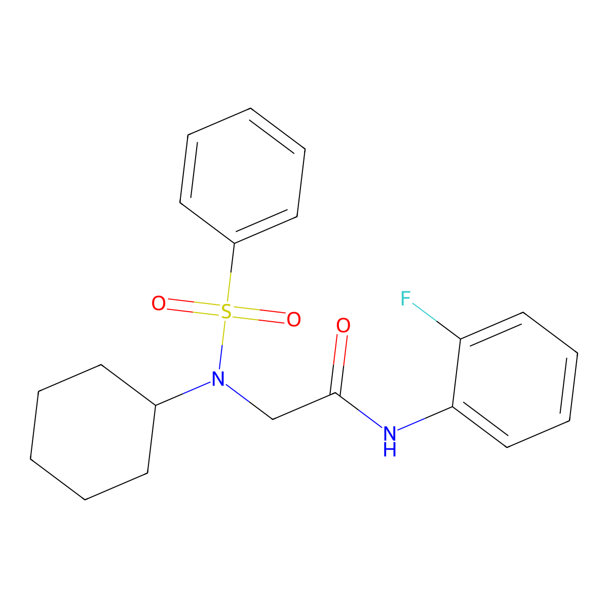 2-[benzenesulfonyl(cyclohexyl)amino]-N-(2-fluorophenyl)acetamide molecular structure, CAS 428840-76-0