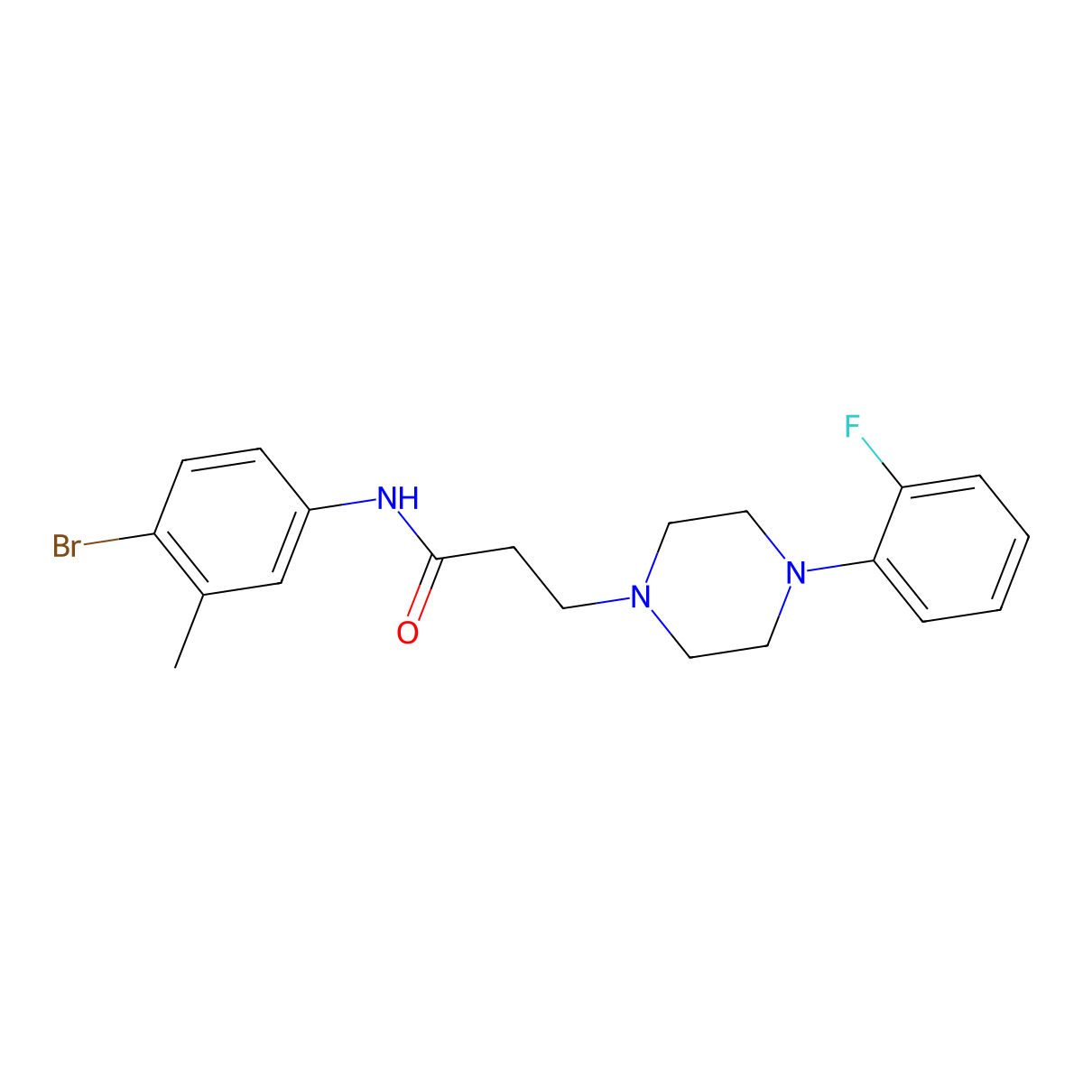 N-(4-bromo-3-methylphenyl)-3-[4-(2-fluorophenyl)piperazin-1-yl]propanamide molecular structure, CAS 428840-78-2