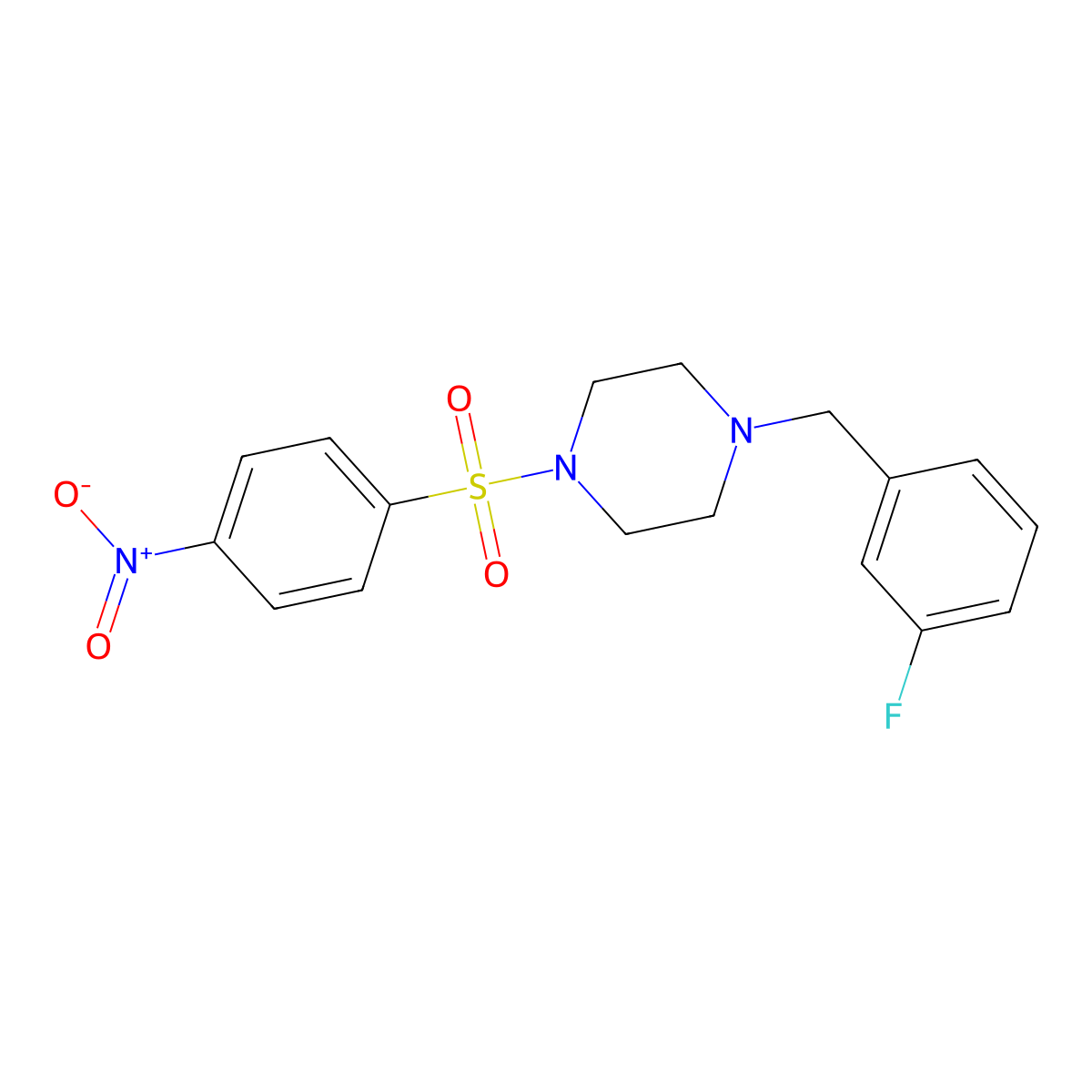 1-[(3-Fluorophenyl)methyl]-4-(4-nitrophenyl)sulfonylpiperazine molecular structure, CAS 428840-87-3
