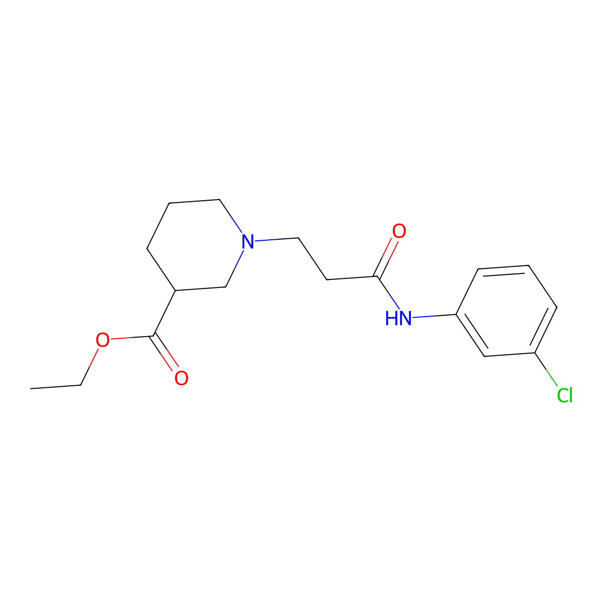 Ethyl 1-{3-[(3-chlorophenyl)amino]-3-oxopropyl}piperidine-3-carboxylate molecular structure, CAS 428840-90-8