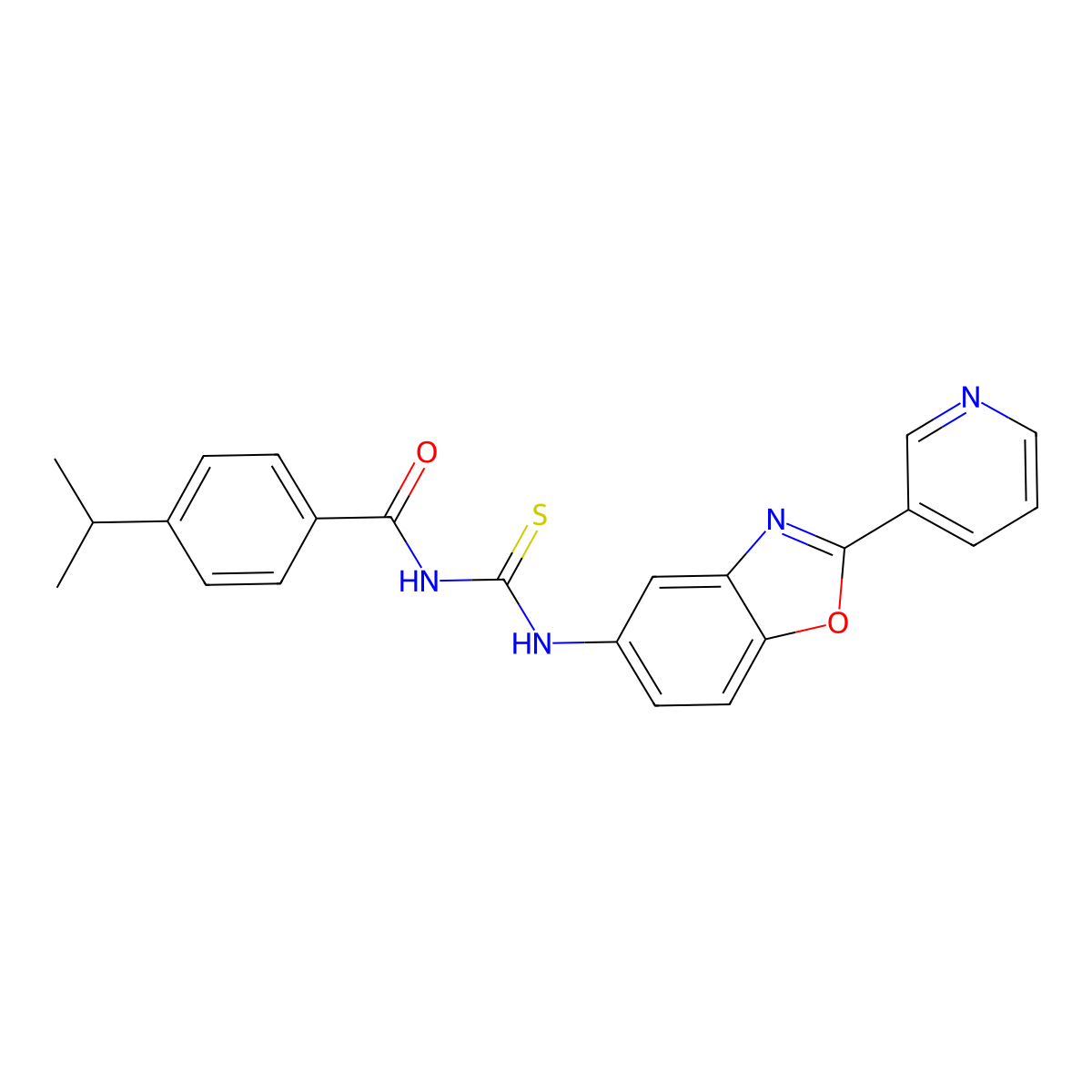 4-propan-2-yl-N-[(2-pyridin-3-yl-1,3-benzoxazol-5-yl)carbamothioyl]benzamide molecular structure, CAS 428840-96-4