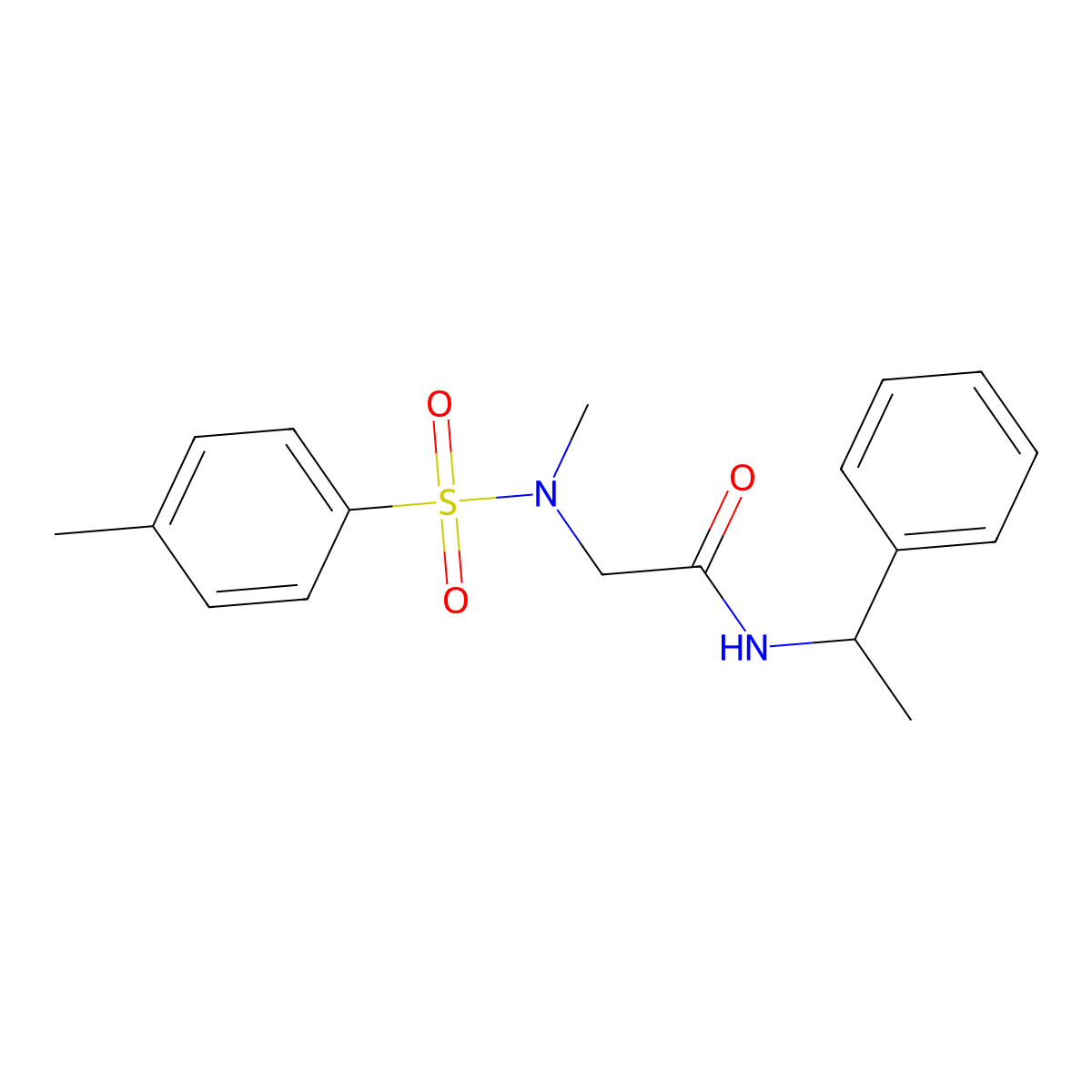 2-[methyl-(4-methylphenyl)sulfonylamino]-N-(1-phenylethyl)acetamide molecular structure, CAS 428841-06-9