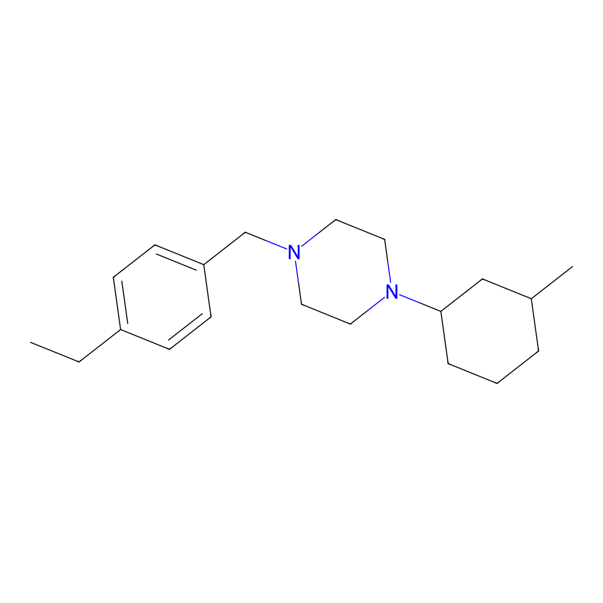 1-(4-Ethylbenzyl)-4-(3-methylcyclohexyl)piperazine molecular structure, CAS 428841-08-1