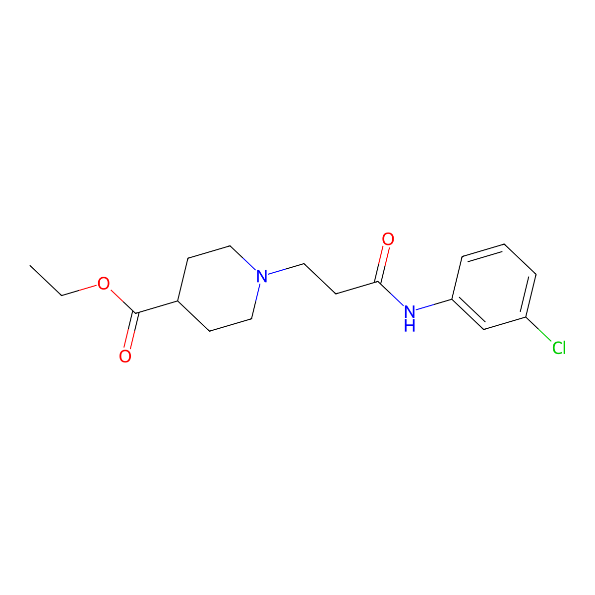 Ethyl 1-(3-((3-chlorophenyl)amino)-3-oxopropyl)piperidine-4-carboxylate molecular structure, CAS 428841-17-2