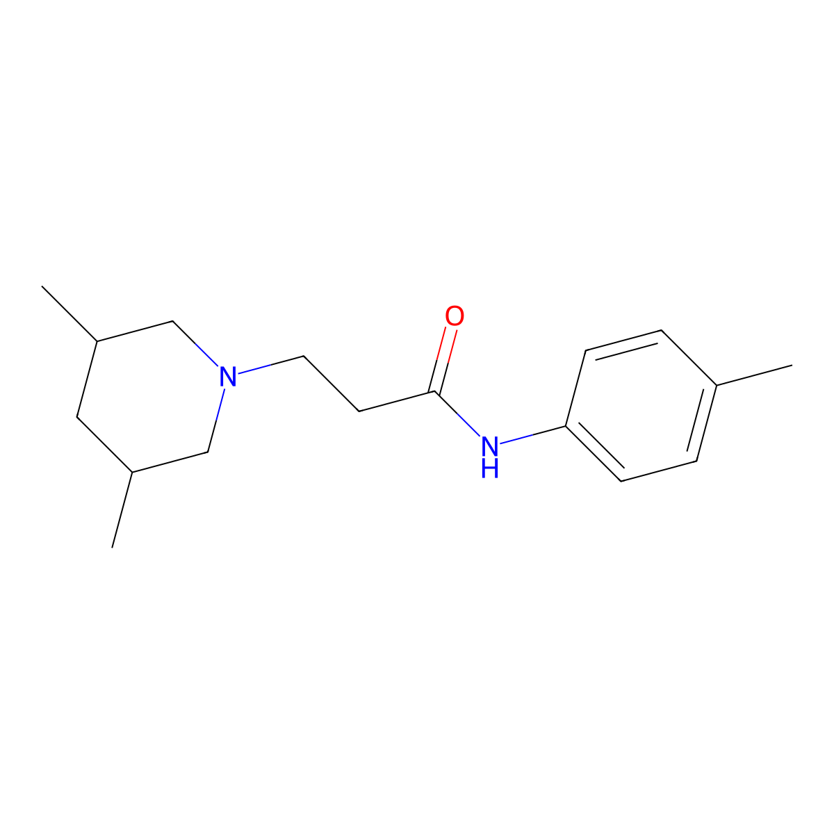3-(3,5-dimethylpiperidin-1-yl)-N-(4-methylphenyl)propanamide molecular structure, CAS 428841-27-4