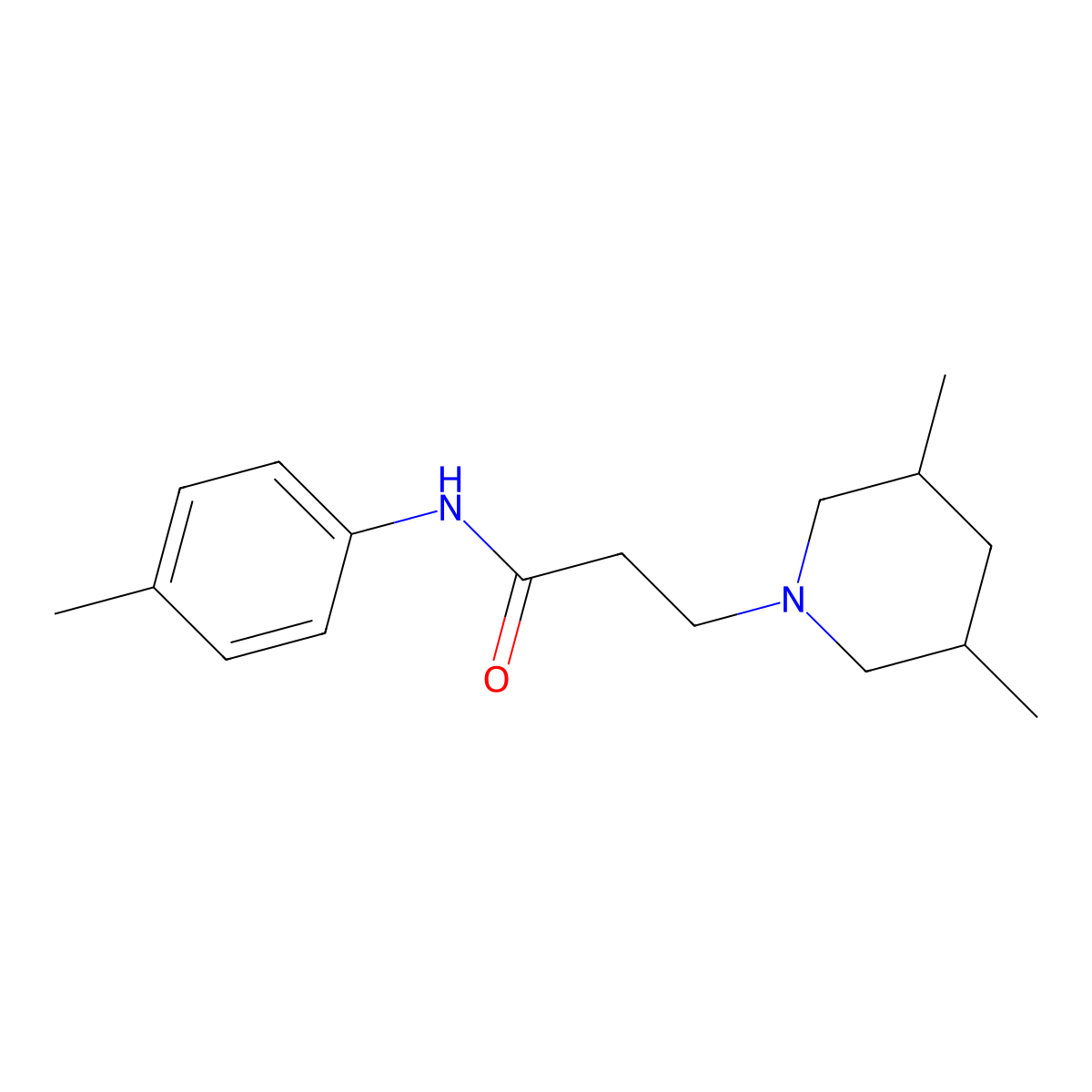 3-(3,5-dimethylpiperidin-1-yl)-N-(4-methylphenyl)propanamide molecular structure, CAS 428841-27-4