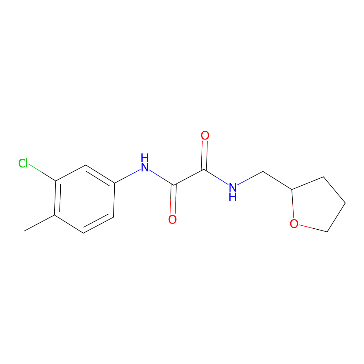 N1-(3-chloro-4-methylphenyl)-N2-((tetrahydrofuran-2-yl)methyl)oxalamide molecular structure, CAS 428841-35-4