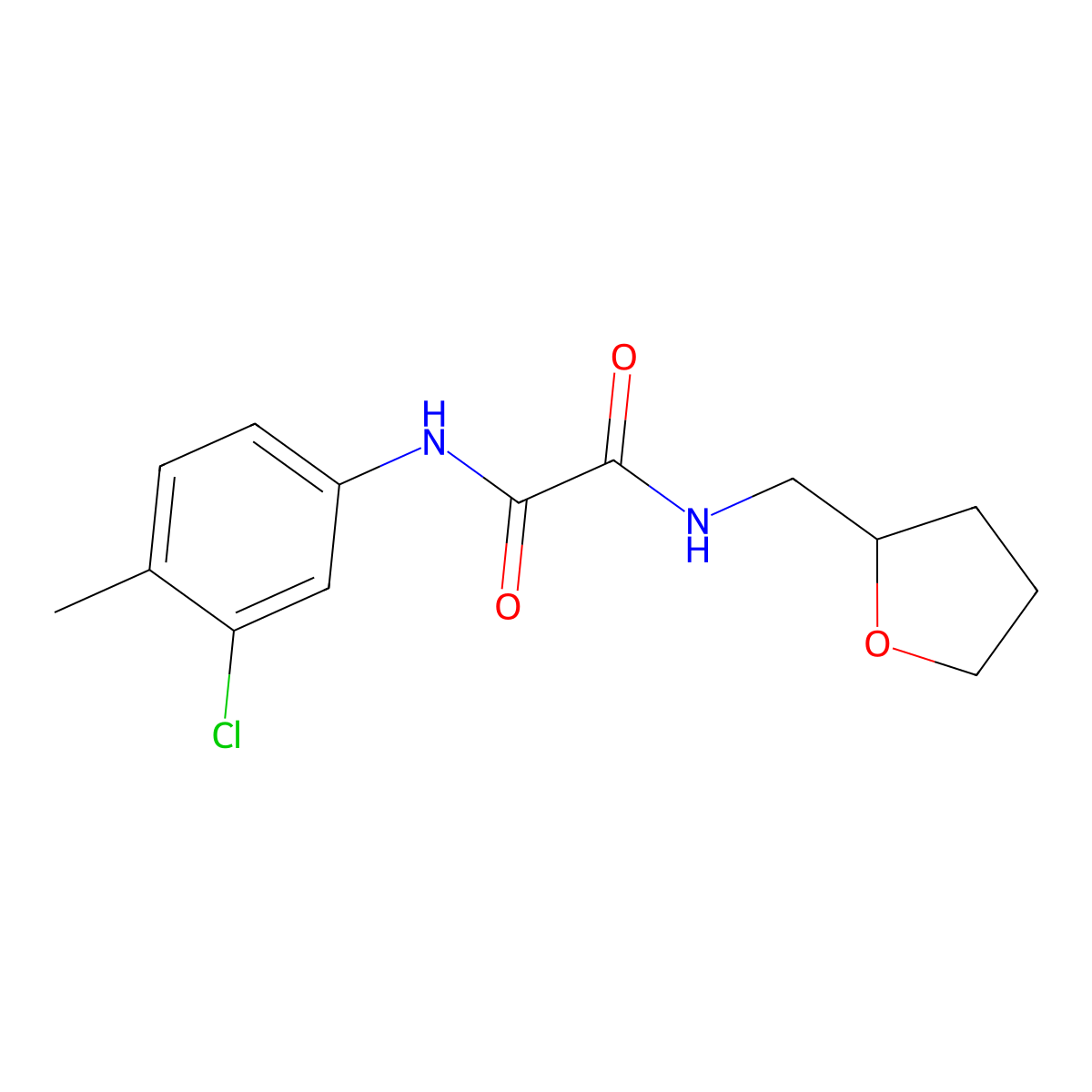 N1-(3-chloro-4-methylphenyl)-N2-((tetrahydrofuran-2-yl)methyl)oxalamide molecular structure, CAS 428841-35-4