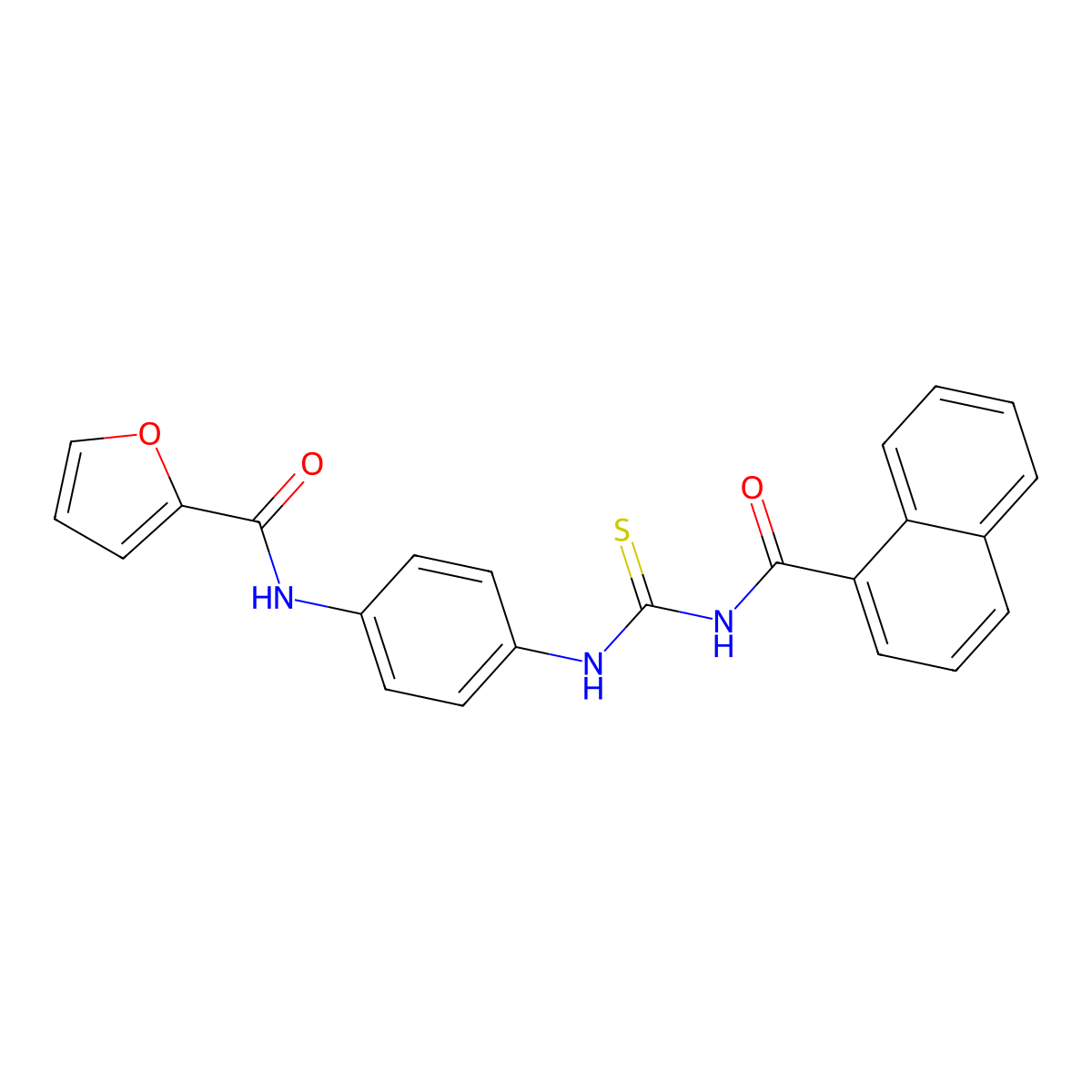 N-[4-(naphthalene-1-carbonylcarbamothioylamino)phenyl]furan-2-carboxamide molecular structure, CAS 428841-37-6