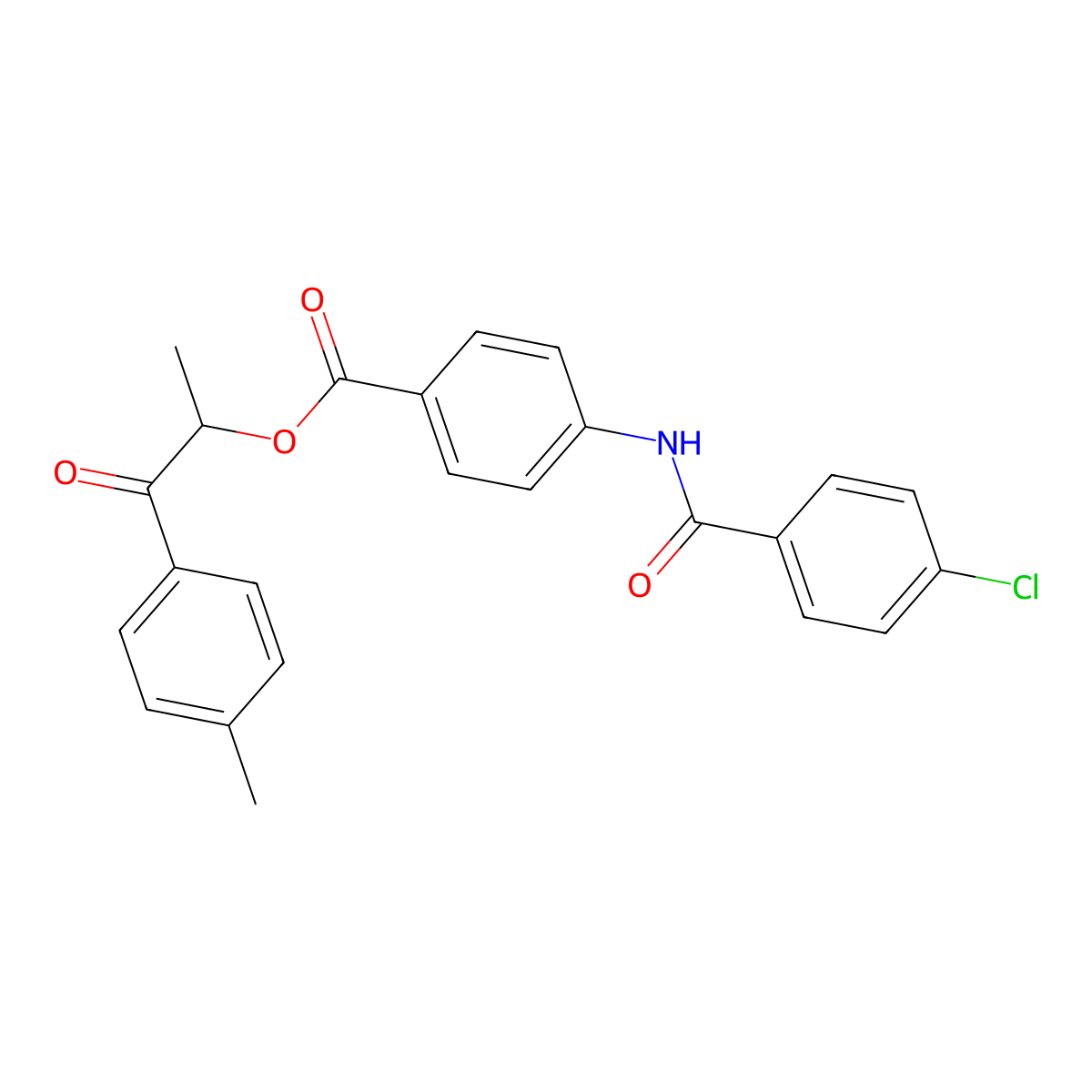 1-Methyl-2-(4-methylphenyl)-2-oxoethyl 4-[(4-chlorobenzoyl)amino]benzoate molecular structure, CAS 428841-69-4