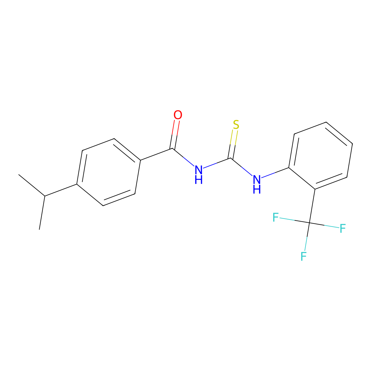 4-propan-2-yl-N-[[2-(trifluoromethyl)phenyl]carbamothioyl]benzamide molecular structure, CAS 428841-75-2