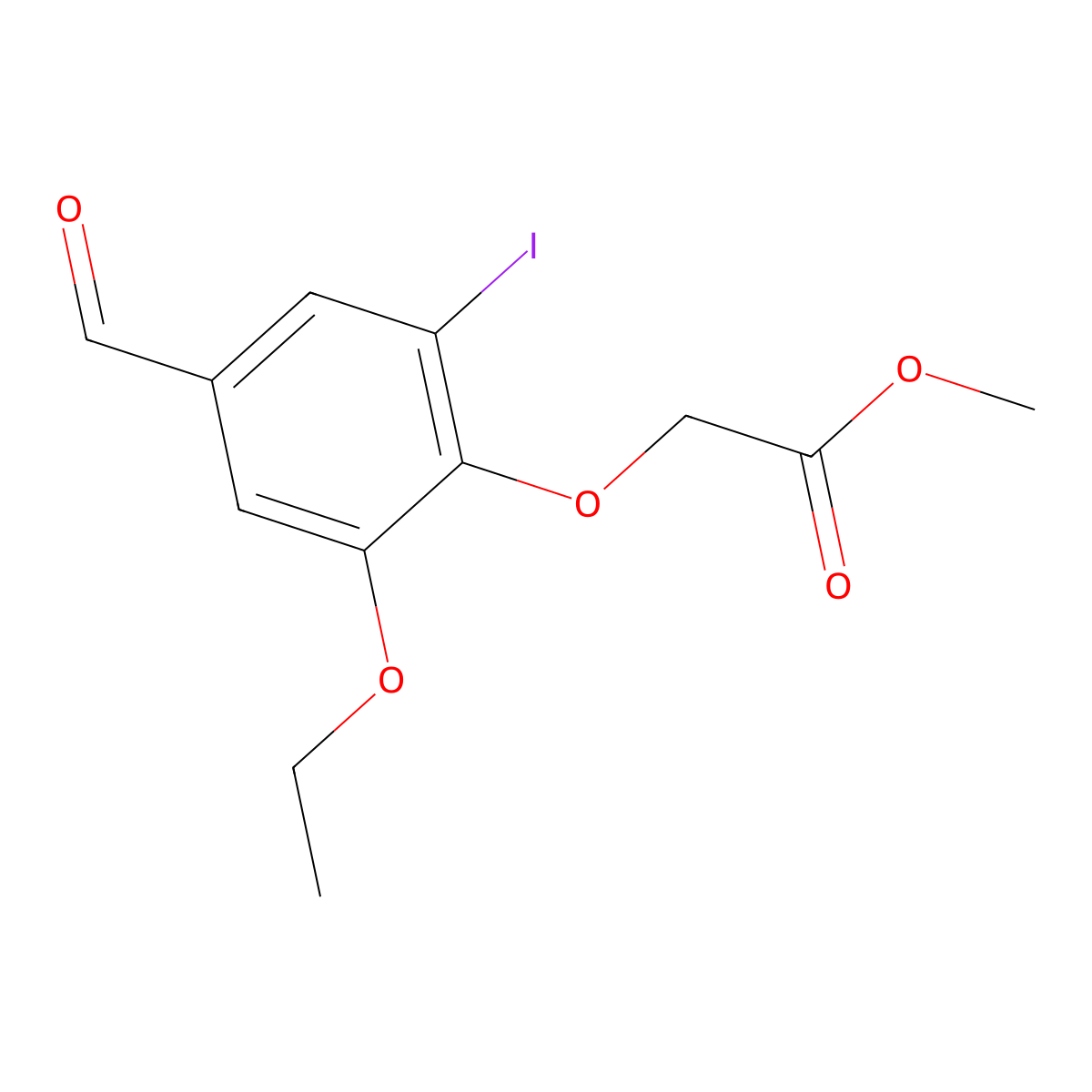Methyl (2-ethoxy-4-formyl-6-iodophenoxy)acetate molecular structure, CAS 428841-78-5