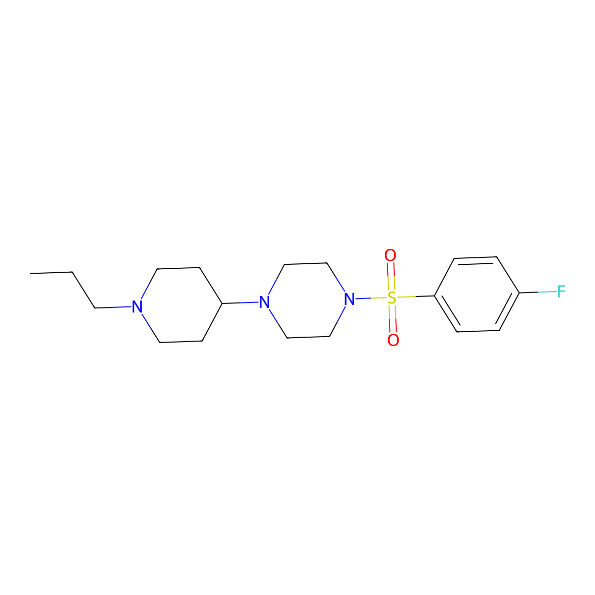 1-(4-Fluorophenyl)sulfonyl-4-(1-propylpiperidin-4-yl)piperazine molecular structure, CAS 428841-79-6