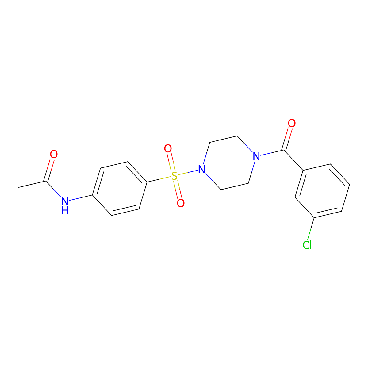 N-[4-[4-(3-chlorobenzoyl)piperazin-1-yl]sulfonylphenyl]acetamide molecular structure, CAS 428841-86-5