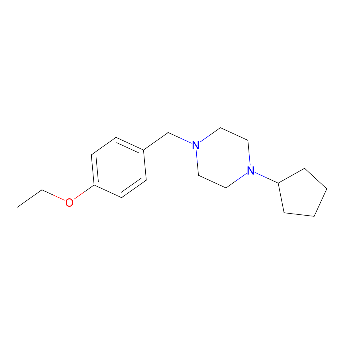 1-Cyclopentyl-4-[(4-ethoxyphenyl)methyl]piperazine molecular structure, CAS 428842-07-3