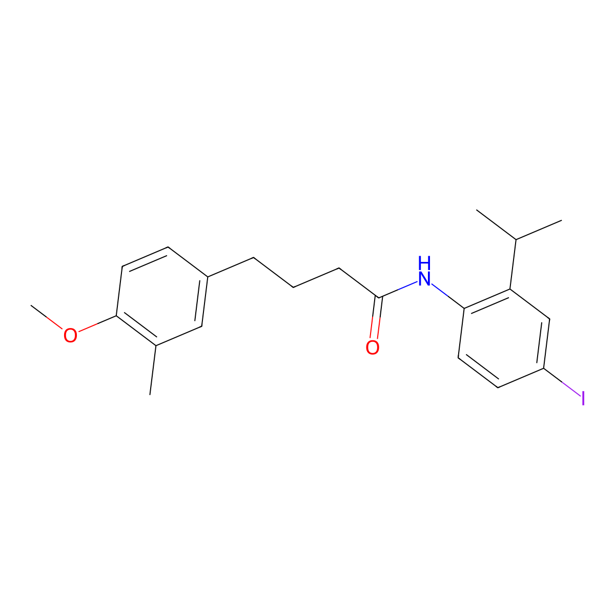 N-(4-iodo-2-propan-2-ylphenyl)-4-(4-methoxy-3-methylphenyl)butanamide molecular structure, CAS 428842-31-3