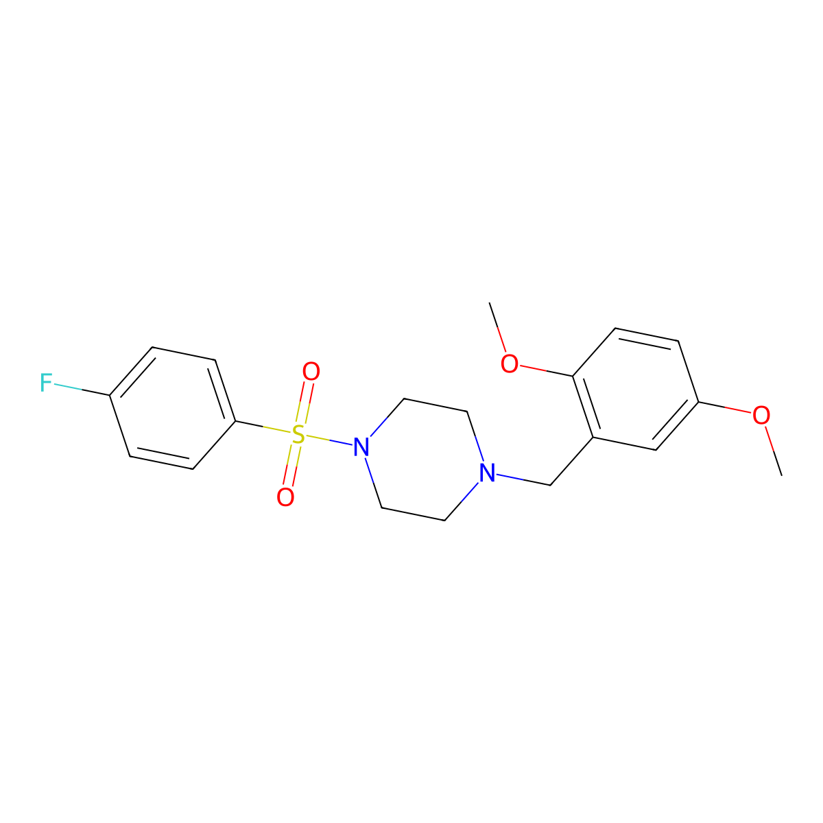 1-(2,5-Dimethoxybenzyl)-4-[(4-fluorophenyl)sulfonyl]piperazine molecular structure, CAS 428842-37-9
