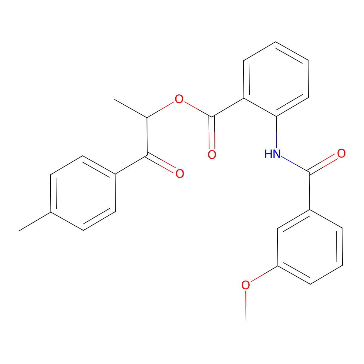 1-Methyl-2-(4-methylphenyl)-2-oxoethyl 2-[(3-methoxybenzoyl)amino]benzoate molecular structure, CAS 428842-49-3