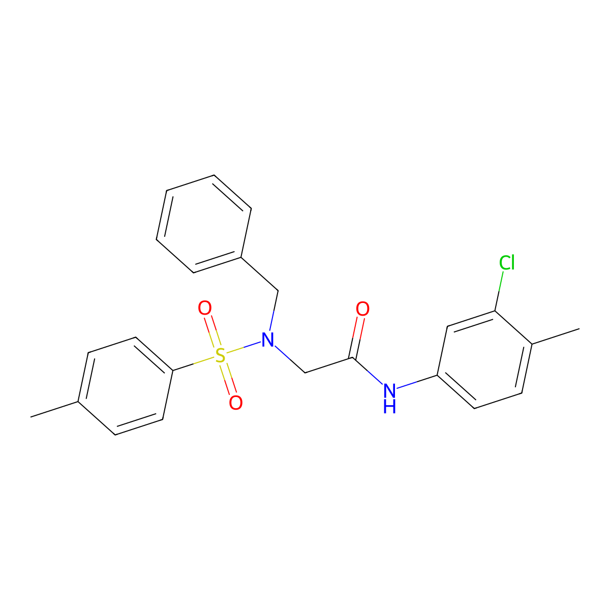 2-[benzyl-(4-methylphenyl)sulfonylamino]-N-(3-chloro-4-methylphenyl)acetamide molecular structure, CAS 428842-52-8