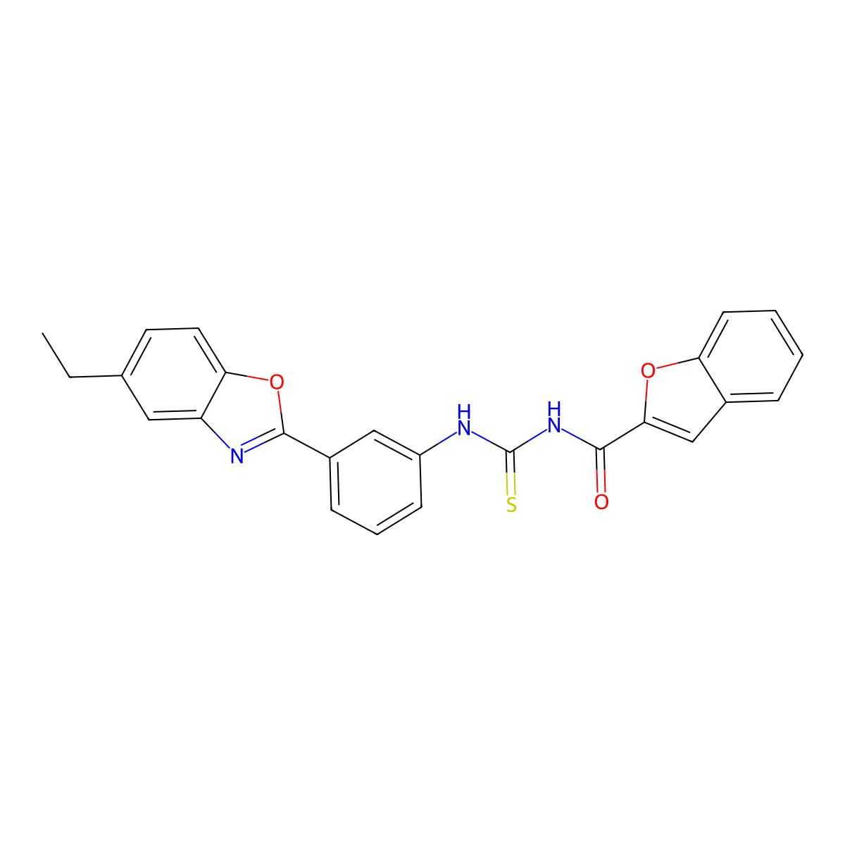 N-[[3-(5-ethyl-1,3-benzoxazol-2-yl)phenyl]carbamothioyl]-1-benzofuran-2-carboxamide molecular structure, CAS 428842-55-1