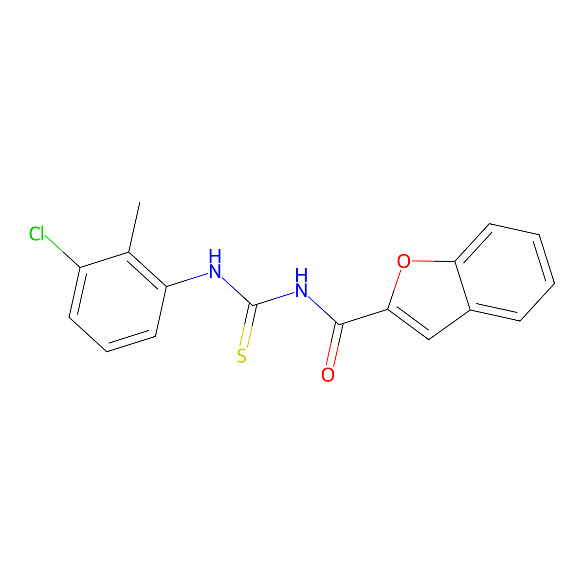 N-[(3-chloro-2-methylphenyl)carbamothioyl]-1-benzofuran-2-carboxamide molecular structure, CAS 428842-58-4