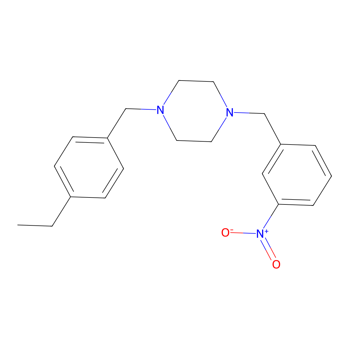 1-[(4-Ethylphenyl)methyl]-4-[(3-nitrophenyl)methyl]piperazine molecular structure, CAS 428842-59-5