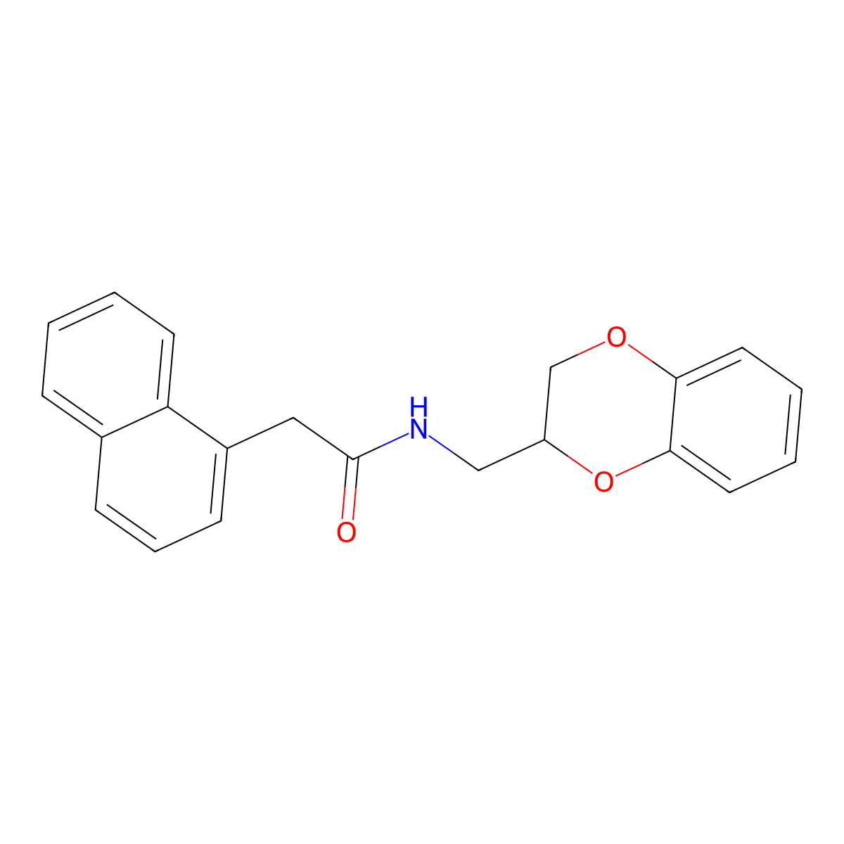 N-(2,3-dihydro-1,4-benzodioxin-3-ylmethyl)-2-naphthalen-1-ylacetamide molecular structure, CAS 428842-62-0