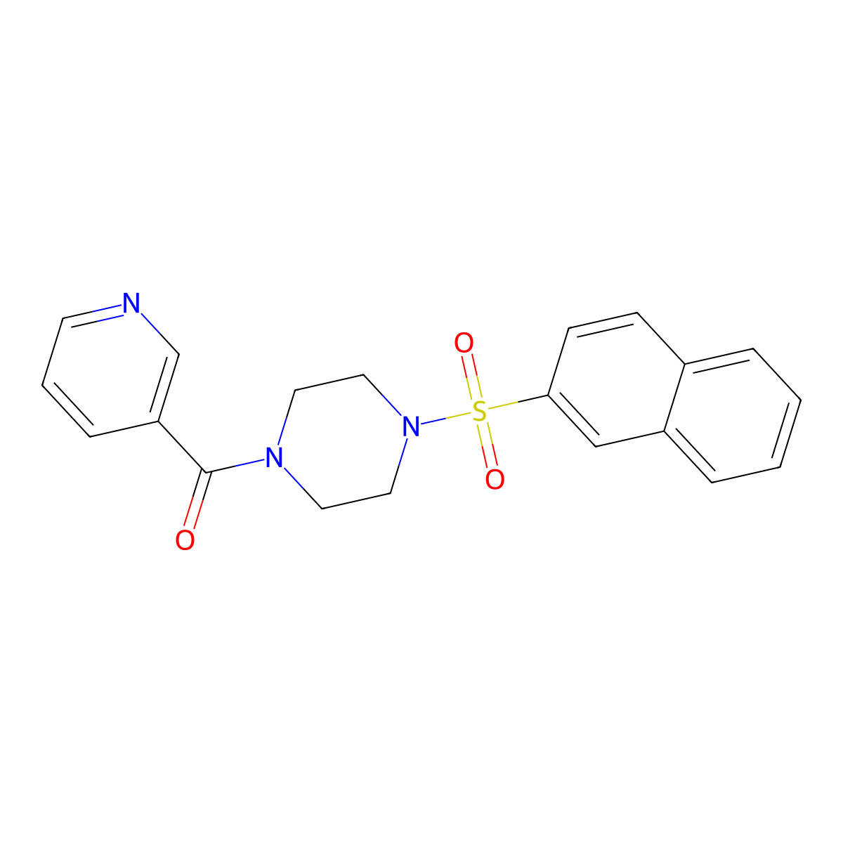 (4-Naphthalen-2-ylsulfonylpiperazin-1-yl)-pyridin-3-ylmethanone molecular structure, CAS 428842-63-1