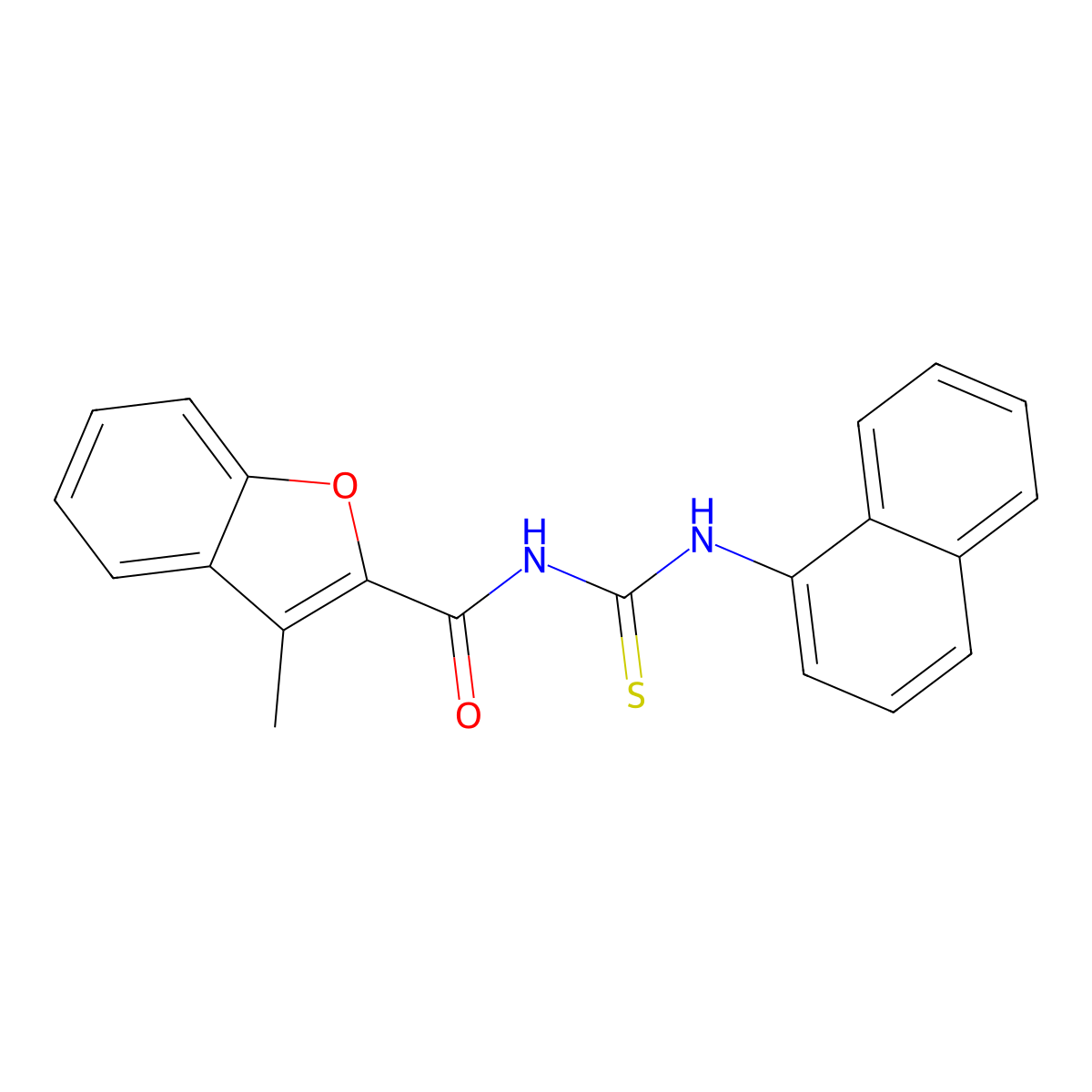 3-methyl-N-(naphthalen-1-ylcarbamothioyl)-1-benzofuran-2-carboxamide molecular structure, CAS 428842-69-7