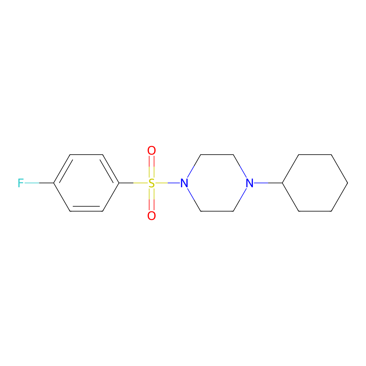 1-Cyclohexyl-4-(4-fluorophenyl)sulfonylpiperazine molecular structure, CAS 428842-70-0