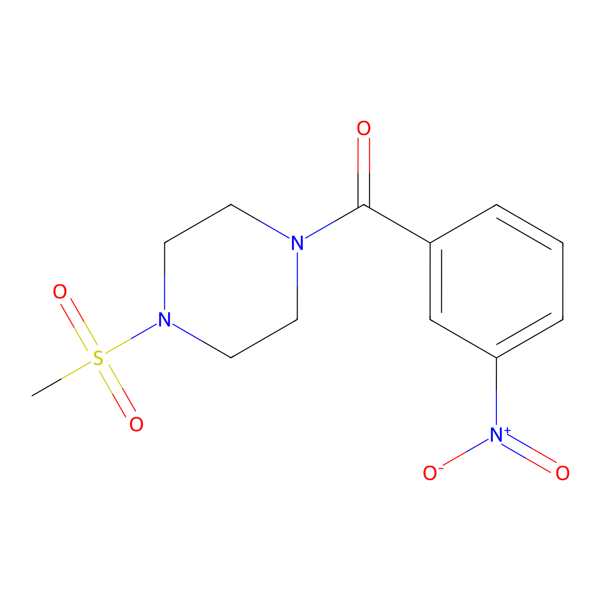 (4-Methylsulfonylpiperazin-1-yl)-(3-nitrophenyl)methanone molecular structure, CAS 428842-82-4