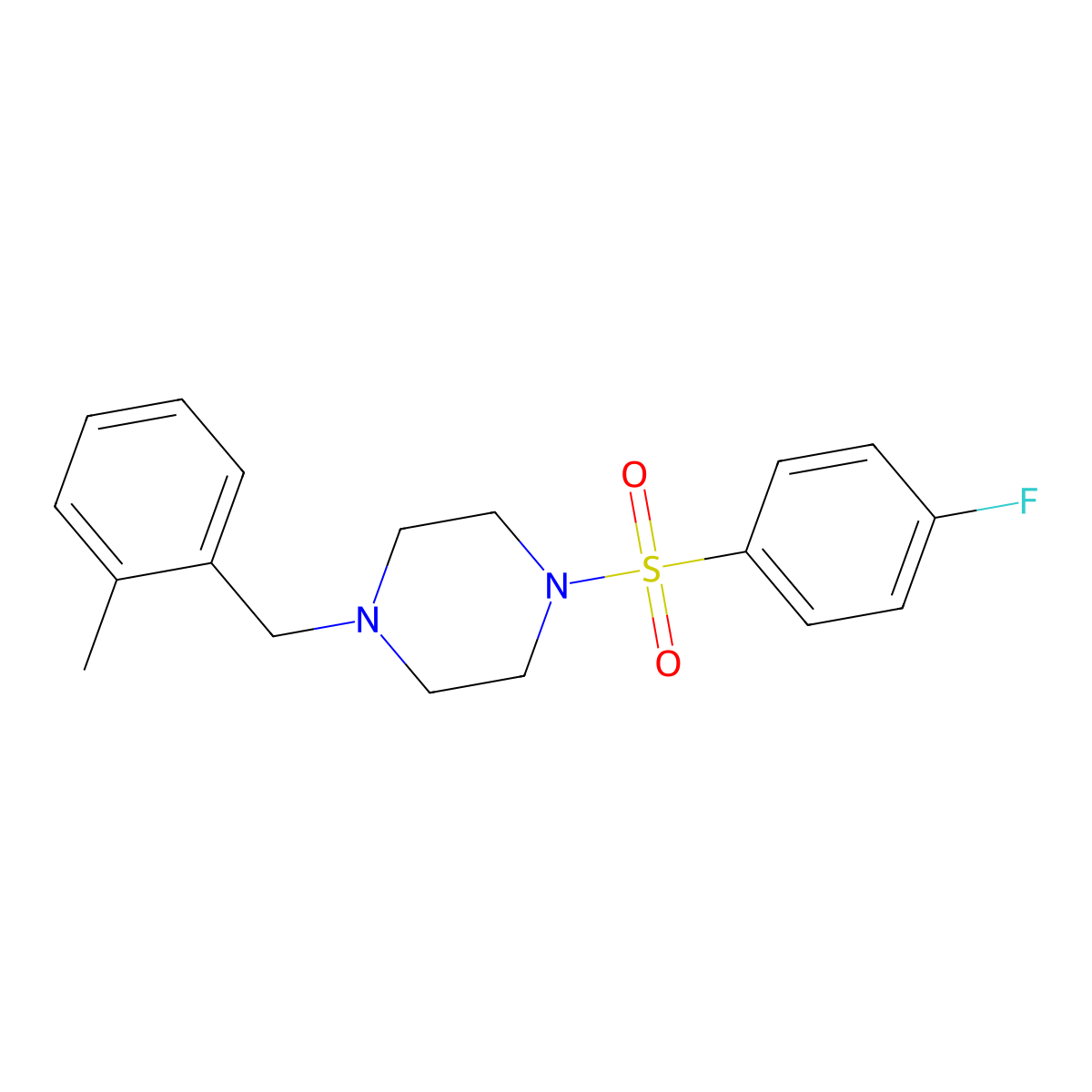 1-[(4-Fluorophenyl)sulfonyl]-4-(2-methylbenzyl)piperazine molecular structure, CAS 428842-96-0