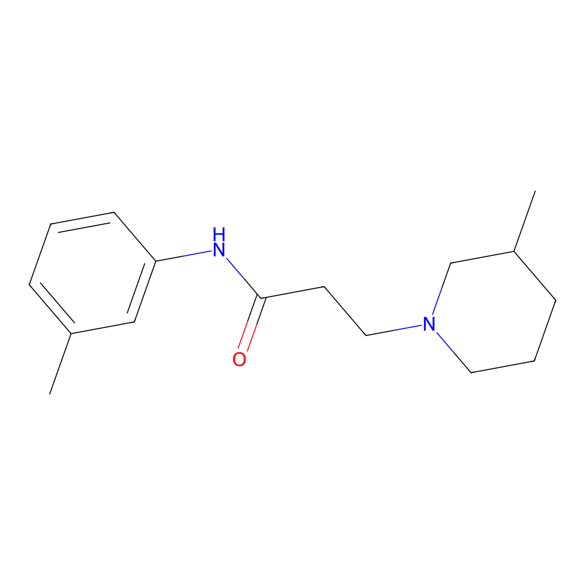 N-(3-methylphenyl)-3-(3-methylpiperidin-1-yl)propanamide molecular structure, CAS 428843-03-2